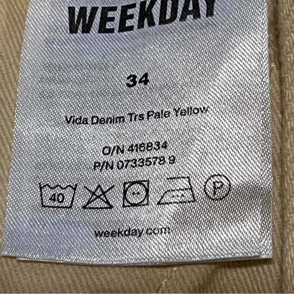 Weekday Jeans Womens Size 34 Yellow Wide Leg High Rise Cropped Vida Denim - Picture 5 of 11